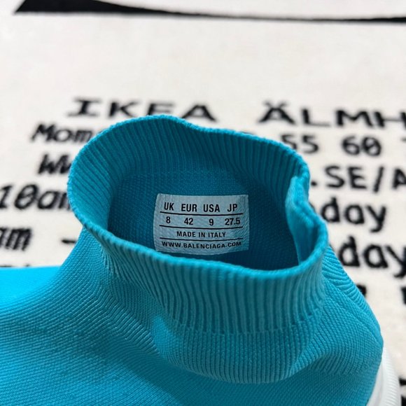 Balenciaga Speed 2.0 Light Clear Sole Sky Blue Sock Trainer Sneakers - Picture 7 of 8
